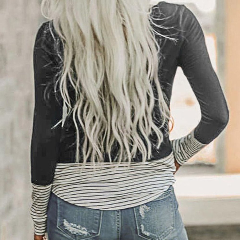 Striped Colorblock Sequin Pocket Shirt - Picture 3 of 11